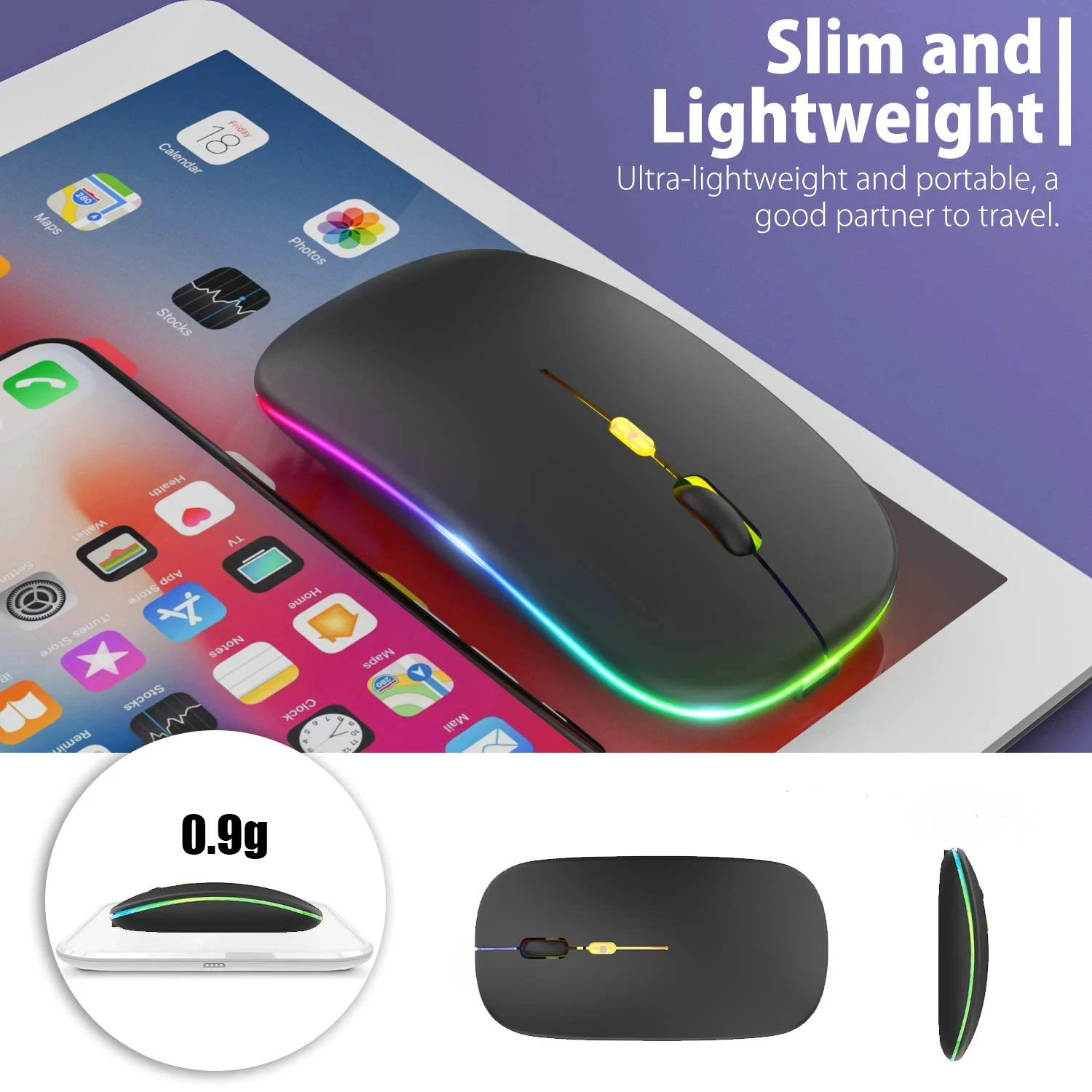 Wireless Mouse For Computer Laptop PC Bluetooth 2.4G RGB Mouses For Microsoft Windows IOS System LED Backlit Silent Gaming Mouse