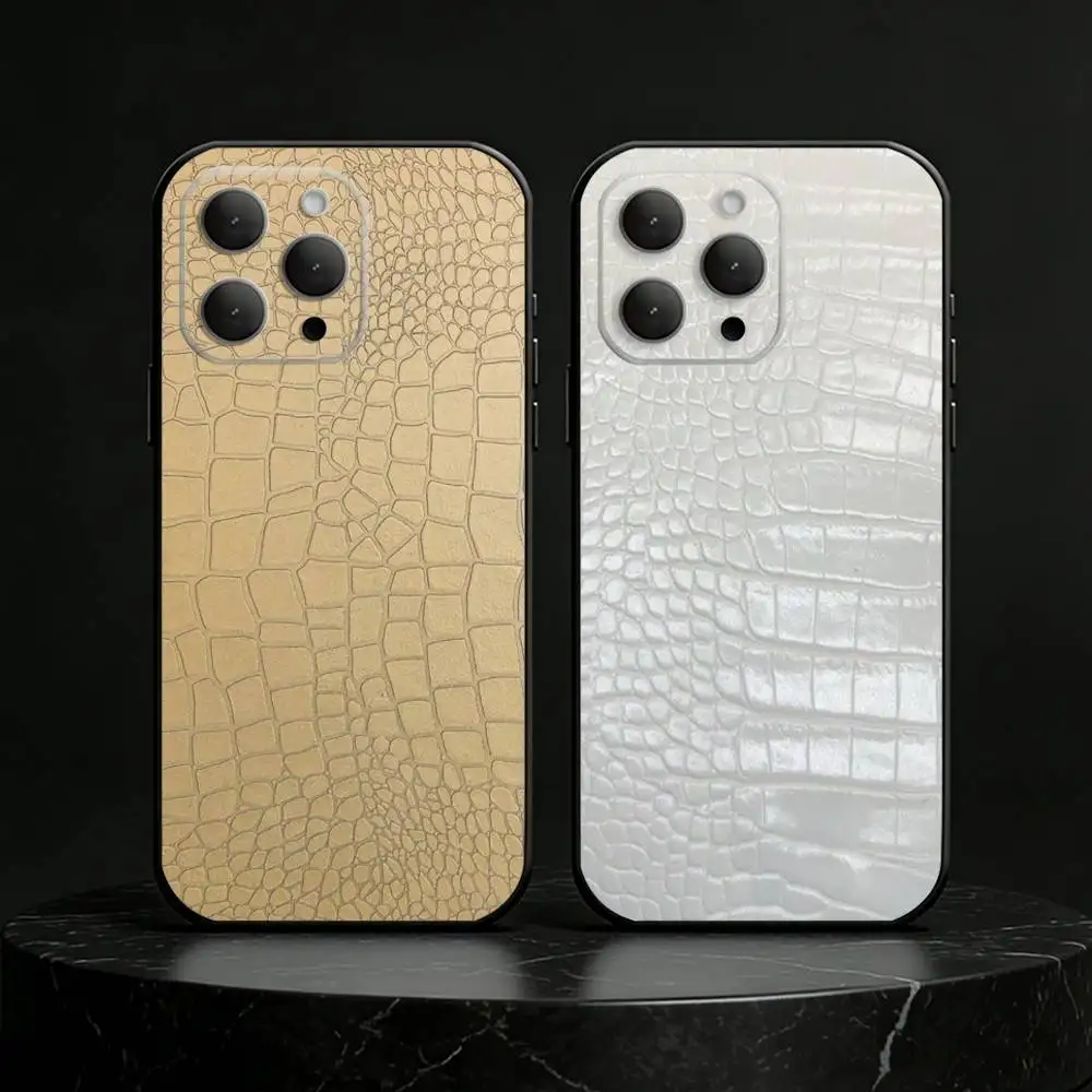 

Crocodile Skin Phone Case For iPhone 17,16,15,14,13,12,11 Plus,Pro,Max,Mini Silicone black Soft Cover