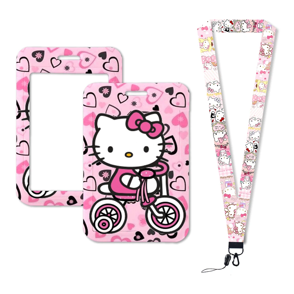 W pemegang kartu lucu Sanrio Hello kitty lucu Multi kartu tas dokumen Pull-Out portabel mainan Anime Ins untuk anak perempuan