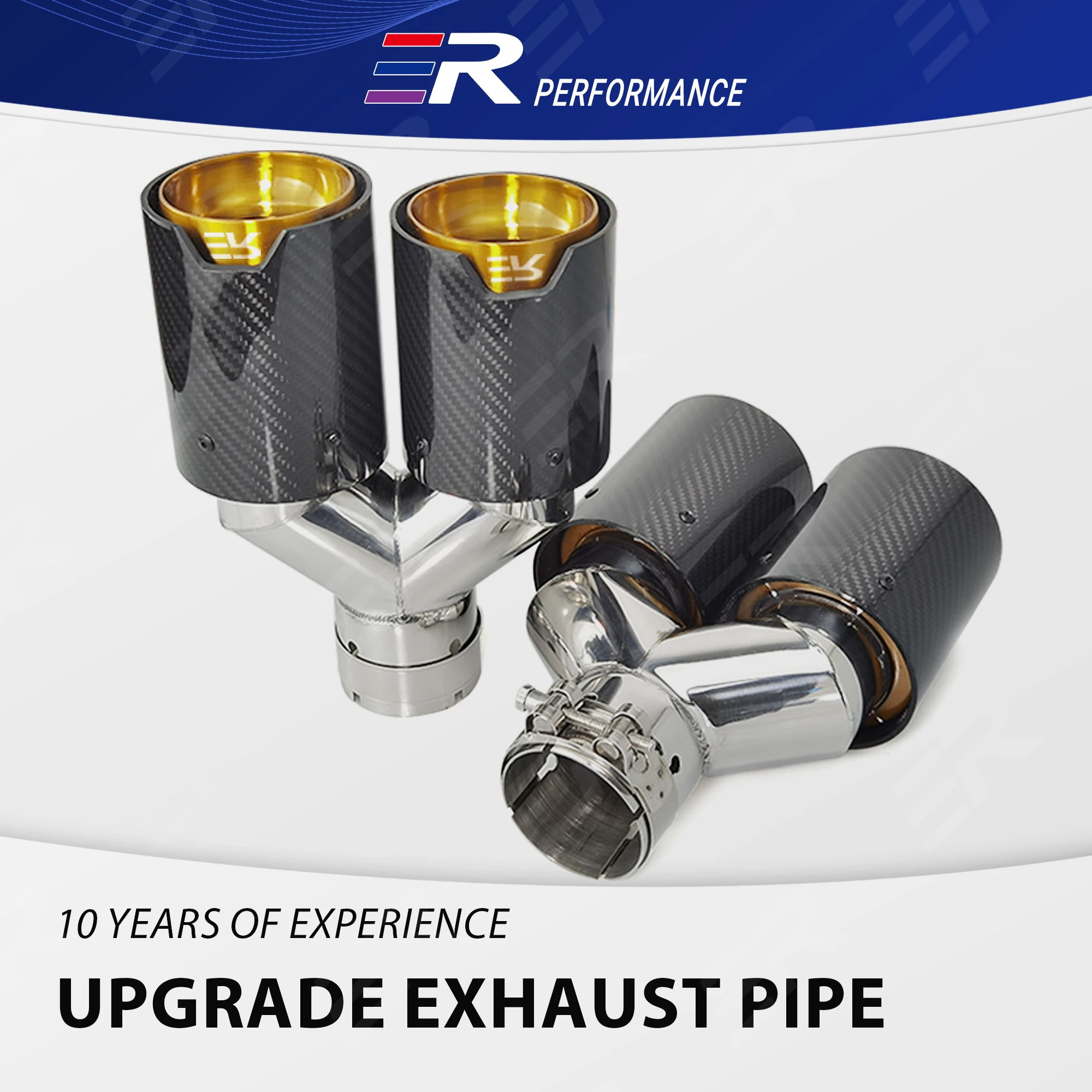 

ER 1 PC Muffler Real Carbon Fiber 304 Golden Stainless Universal Car Accessories Exhaust Tips End Pipes For Auto Modified