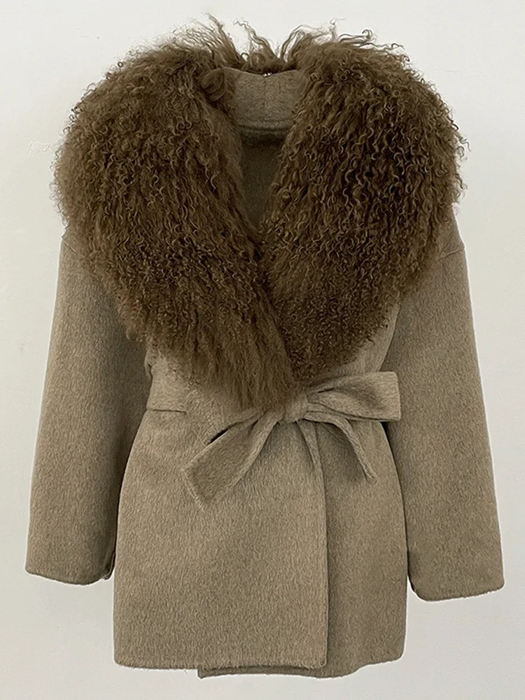 ملابس شتوية جديدة لعام 2025 معطف فرو حقيقي للسيدات على الموضة منغوليا الطبيعية سترة صوفية من فرو الأغنام ملابس صوف للسيدات