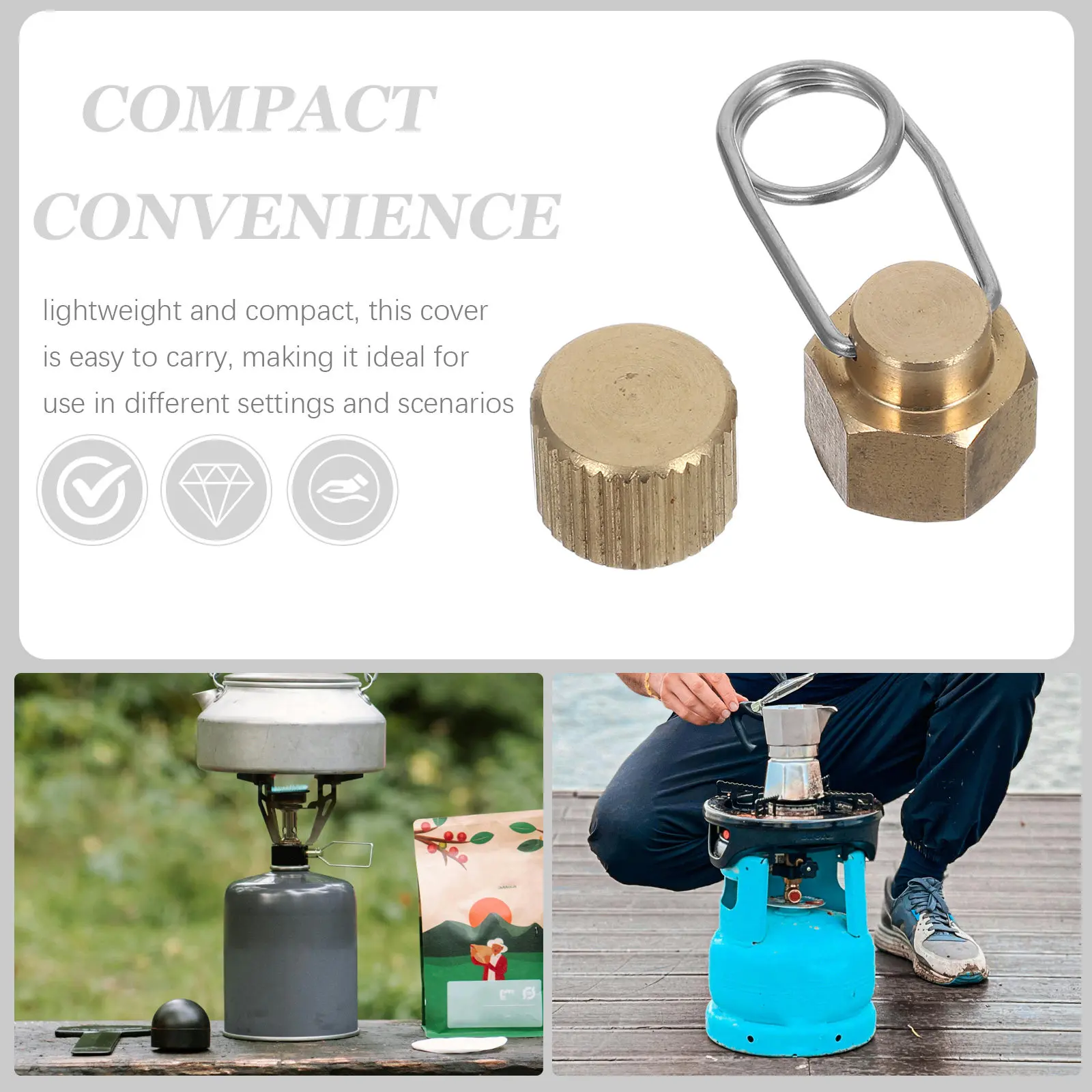Leakproof Copper Propane Tank Caps 2pcs for Camping Hiking Gas Cylinder Protection