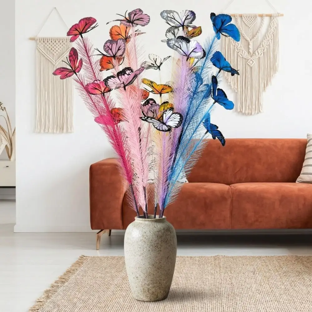 

3pcs/set Multi-Color Artificial Butterfly Reed Lifelike Vivid Colors Butterfly Branch Bouquet Long Branch Butterfly Flowers