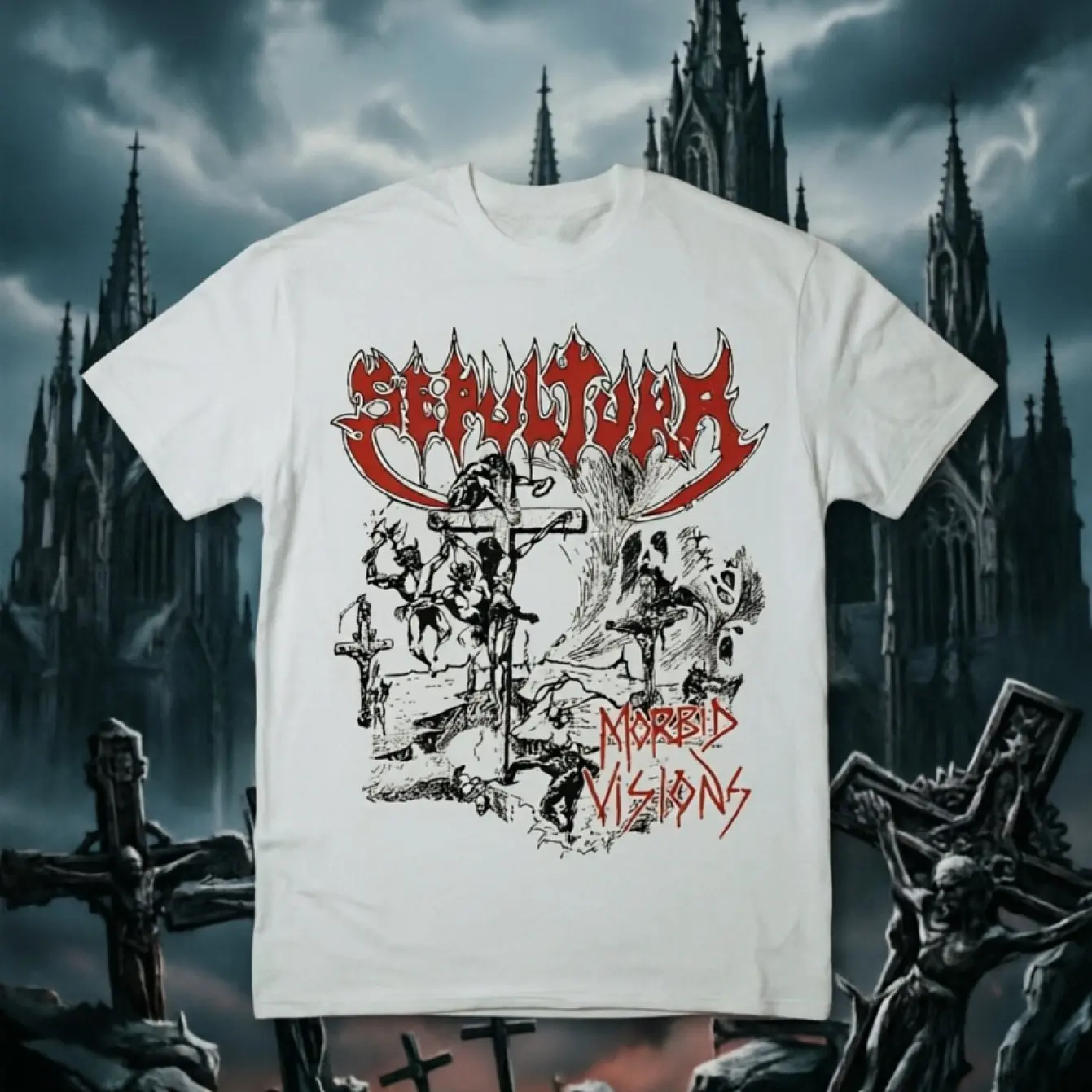 Sepultura Band's bedrucktes kurzärmliges Herren-T-Shirt „Sick Illusion“. |   Rundhalsausschnitt, lässiger Stil, normales Muster, bedrucktes Muster
