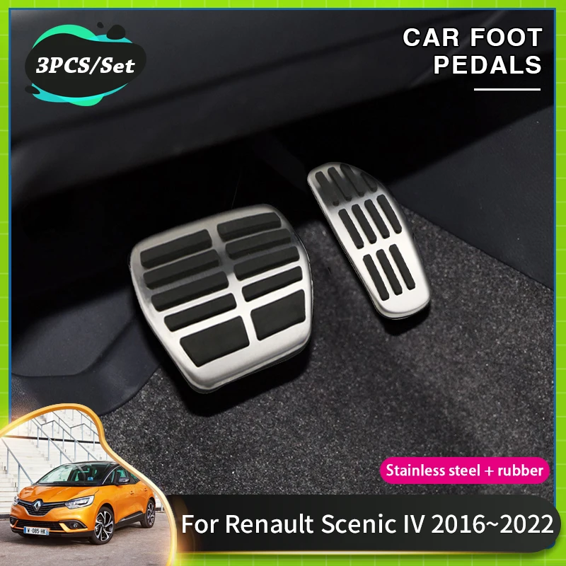 

Противоскользящие грязные накладки на автомобильные педали для Renault Grand Scenic 4 IV 2016 ~ 2022 2020, автомобильные накладки из алюминиевого сплава на ножную педаль, накладки, аксессуары