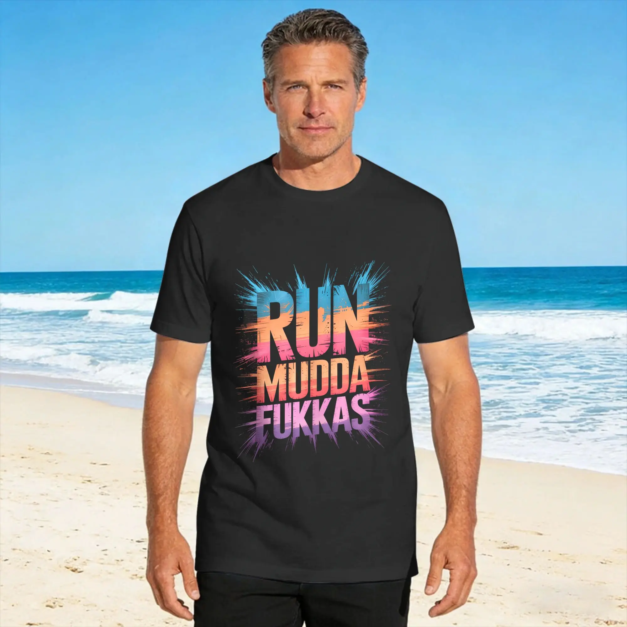 Camiseta divertida Run MUDDA FUKKAS Mud Fakas para hombre, camisetas novedosas de algodón puro, camiseta con cuello redondo, ropa de manga corta para verano