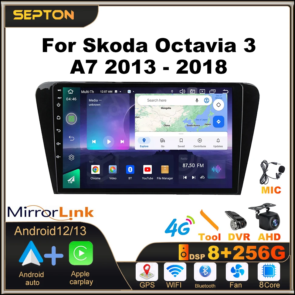 

SEPTON Smart car systems Car Radio Audio Stereo for Skoda Octavia 3 A7 2013 - 2018 Carplay 8core Wifi Autoradio Car Player GPS