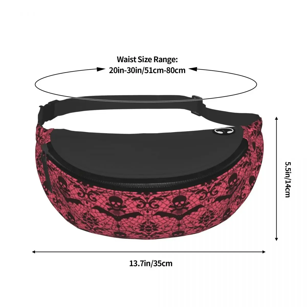 Casual Skull Gothic Occult Fanny Pack for Travel Hiking Women Men Halloween Skeleton Art Crossbody Waist Bag Phone Money Pouch