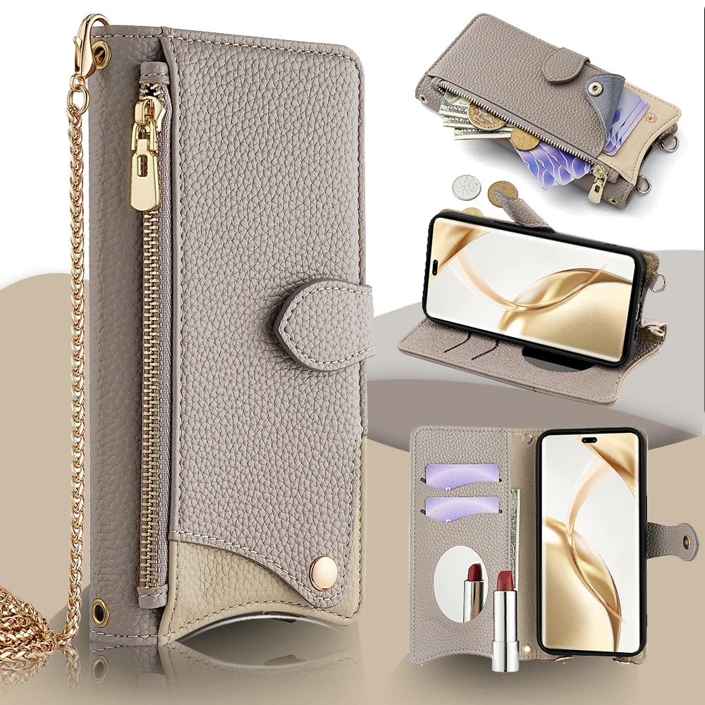 حافظة محفظة جلدية بسحاب بإبزيم مغناطيسي ، فتحات بطاقات ، غطاء مضاد للصدمات ، حافظة متقاطعة مع الجسم ، شرف ، أو ، أو برو ، أو هونور لايت ، الموضة #2