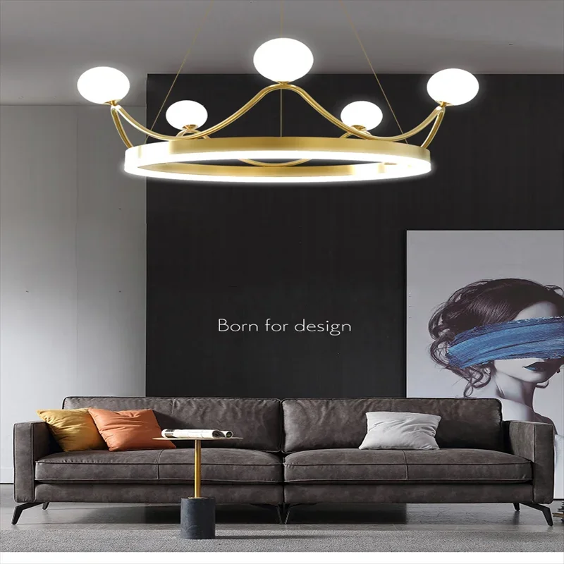 

Modern Led Living Room Pendant Lamp Ceiling Gold Chandelier Lighting With Crown Design For Living Room Kids Bedroom 220v /110v