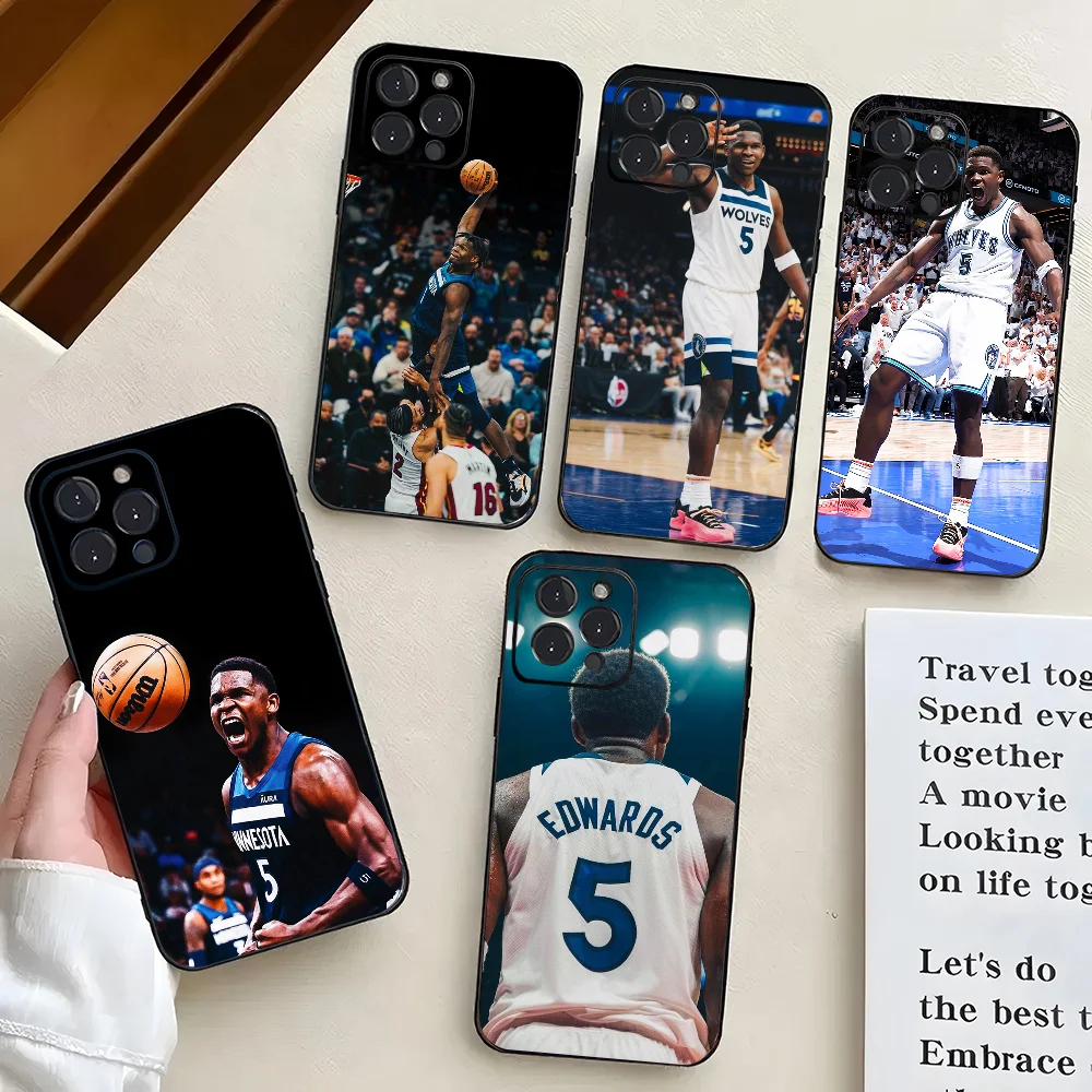 basketball player Anthony Edwards Phone Case Silicone Soft For iPhone 16 15 14 13 12 11 X XR Plus Pro Max Plus