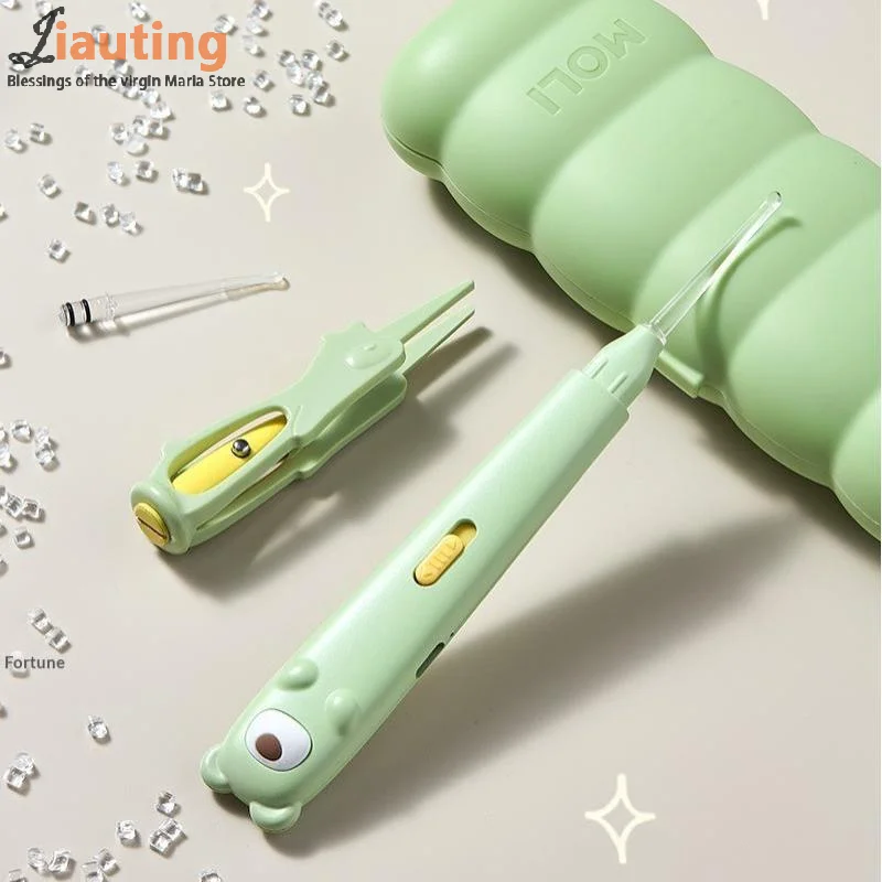 مضيئة الأذن قاعدة الملاعق الأذن الشمع إزالة تنظيف الملقط مصباح ليد Earpick مشبك الأنف الأطفال الكبار أدوات تنظيف الأذن