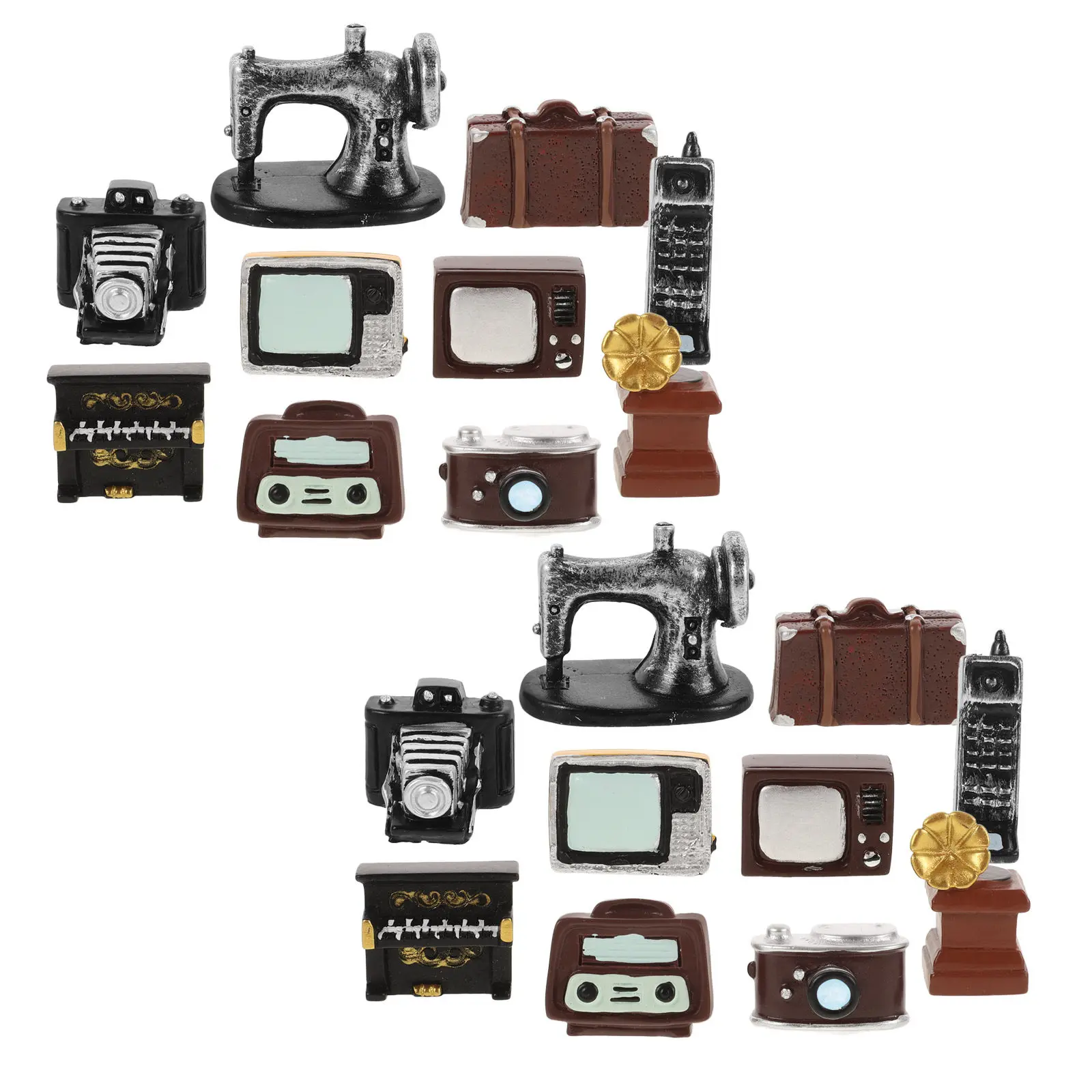 1Set Vintage Furniture Mini House Decorative Home Appliances Lovely Plastic Tabletop Accessories for Creative DIY Scenes