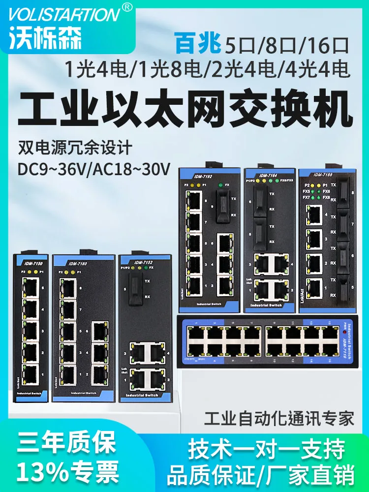 5 Ports 8 Ports 16 Ports Commutateur Industriel 12V24V Commutateur Ethernet Industriel 100Gb Commutateur Sur Rail