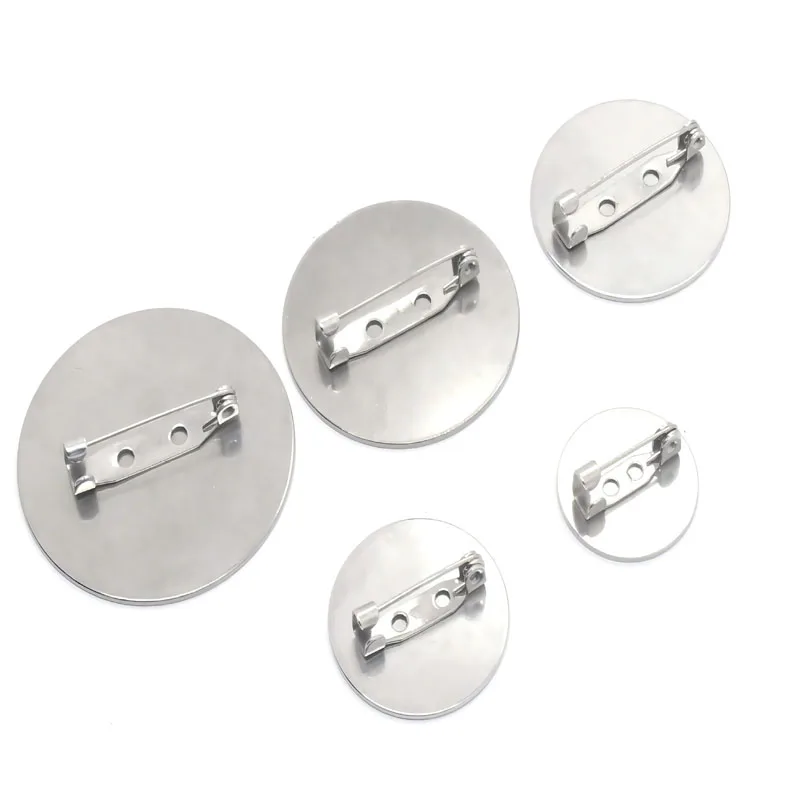 10Pcs Stainless Steel Brooch Base Pin,Brooch Base Cabochon Settings 20/25/30/35/40 mm Trays Badge Safety Pins DIY Jewelry Making