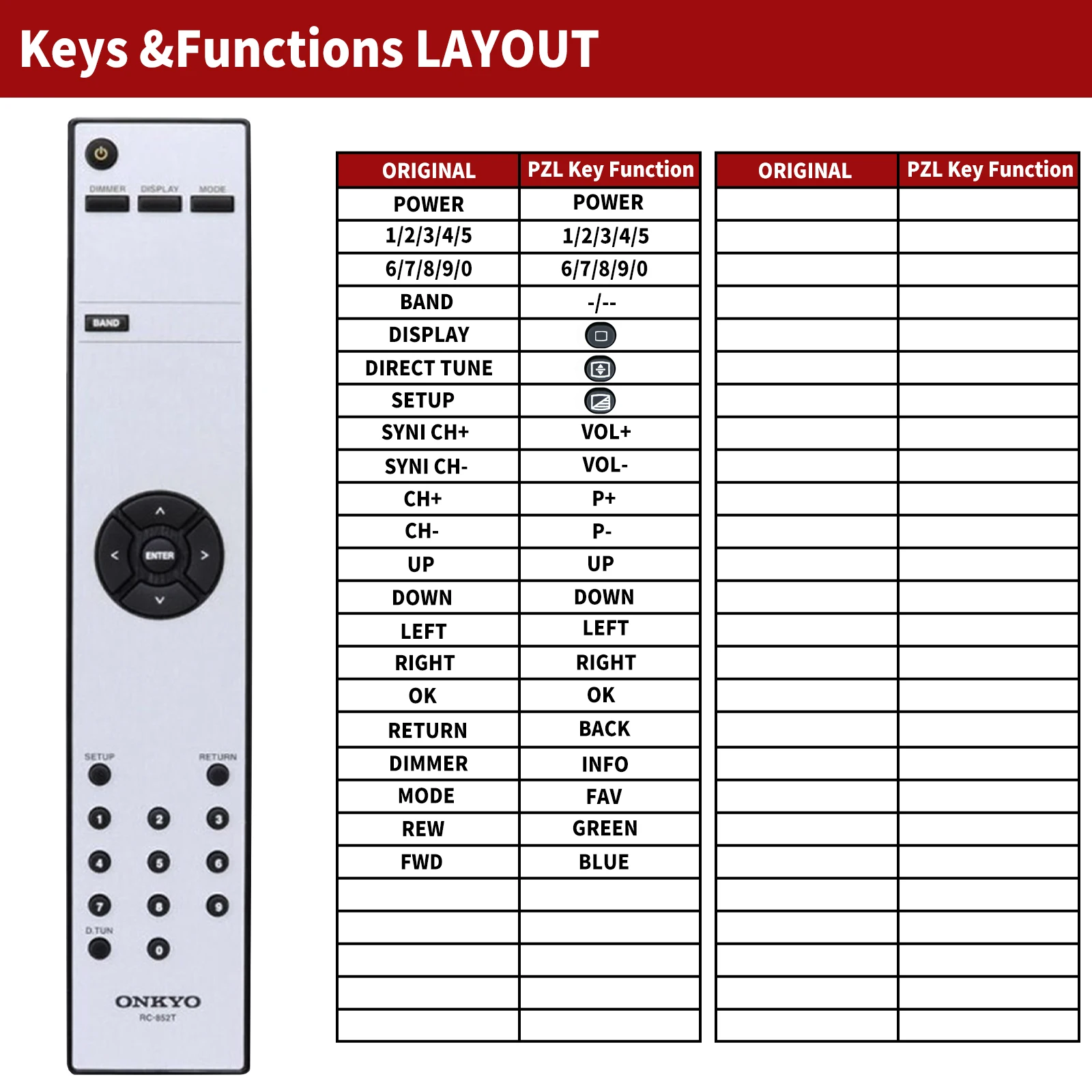 Remote control RC-852T RC852T for Onkyo T-4030S T4030S T-4030