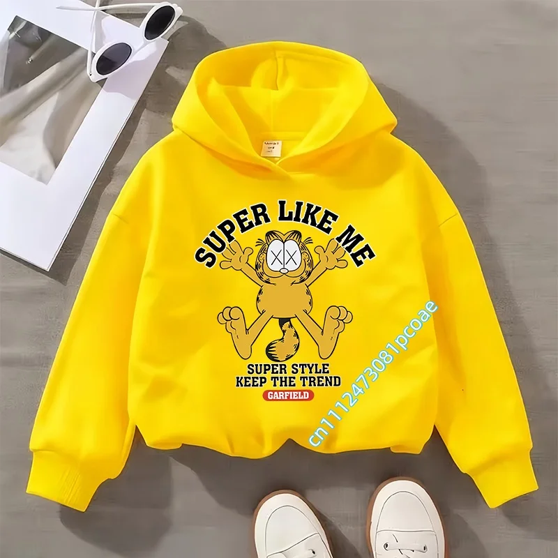 2026 New Garfield Cat Kids Hoodie Boys' Sport Shirt Girls' Casual Top Cartoon Print Autumn/Winter Long Sleeve