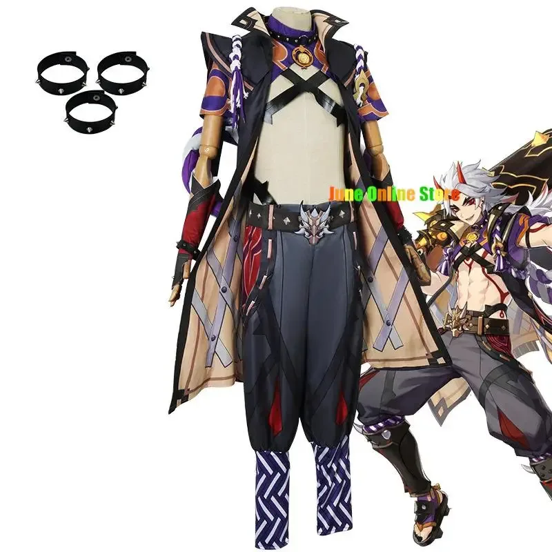 Juego Genshin Impact Arataki Itto disfraz de Cosplay Arataki Itto trajes peluca actividad de batalla Arataki Itto Rola Play para cómic Cn