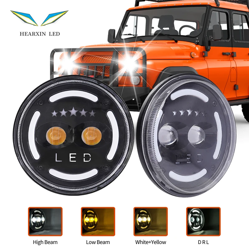 

5.75Inch LED Headlight White Halo Angle Eyes Led Headlamp Hi/Low Turn Signal for Urban 4x4 Suzuki Samurai Jeep Wrangler Off Road