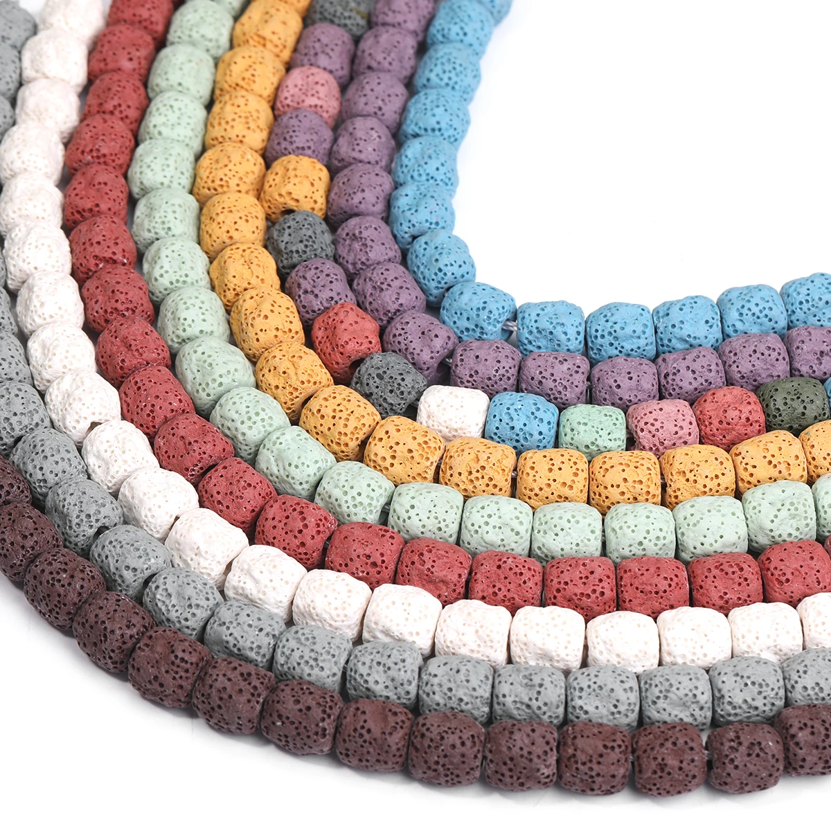 Natürlicher vulkanischer Lavastein, unregelmäßige Fassperlen, bunte Massenperlen, Schmuckherstellung, DIY-Armband, Anhänger, Zubehör, 12 x 13 mm