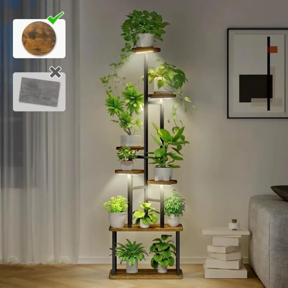 7-Tiered Tall Plant Stand with 4 Full Spectrum Grow Lights, 62