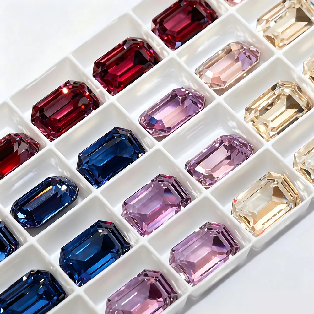 Colorful K9 Glass Sew On Rhinestones Octagon Crystal With Claw Glass Material Strass Jewels Beads For DIY Crafts Bags Decoration