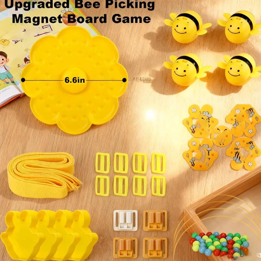 Jogo de corda de abelha magnética diversão família brinquedo ao ar livre abelhas ocupadas escolher jogo colorido multifuncional abelha brinquedos magnéticos para crianças