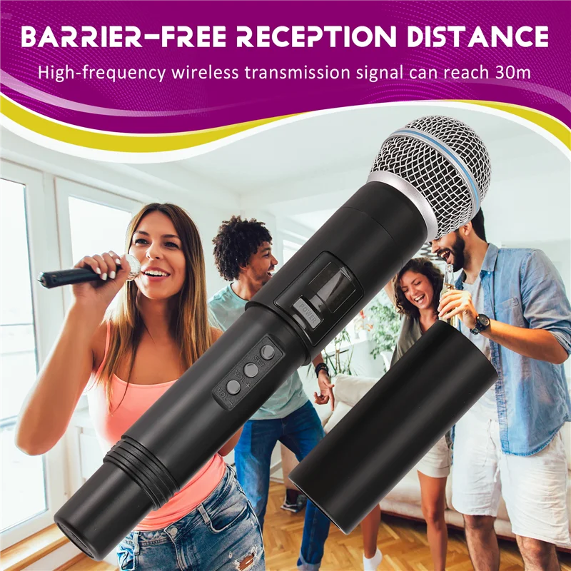 HFES Wireless Handheld Dynamic Microphone Karaoke Mic With Rechargeable Receiver For Wedding Speech Church Club