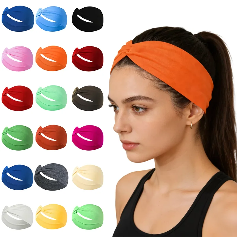 Unisex Running Fitness Headband Solid Color Elastic Sports Yoga Sweatproof Headscarf Fashionable Casual Accessories