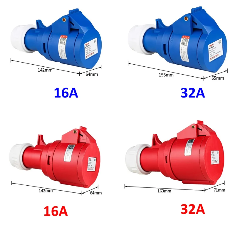 Electric vehicle charging adapter CEE Plug 16A/32A Red to Socket Blue 1-phase 32A 7KW 16A 3.5KW Red 3-Phase 16A 11KW 32A 22KW view 5