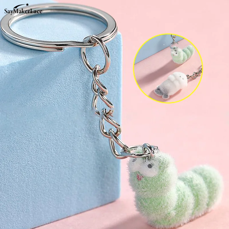 Creative Three-dimensional Caterpillar Sea Otter Keychain Pendant Car Key Ring Exquisite Backpack Decoration Accessories Gifts