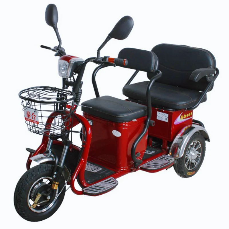 Small Electric Tricycle for Adults 600W 48V 30AH Dual Drive 3 Wheel Mobility Scooter for 2 Peoples Women Elderly Disabled