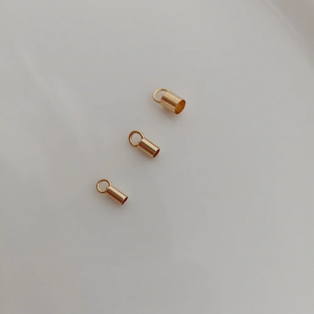 

14-каратное позолоченное кольцо из бисера, сохраняющее цвет, торцевая трубка с кольцом, цепочка из медной проволоки, кожаный конец веревки, ювелирные аксессуары своими руками