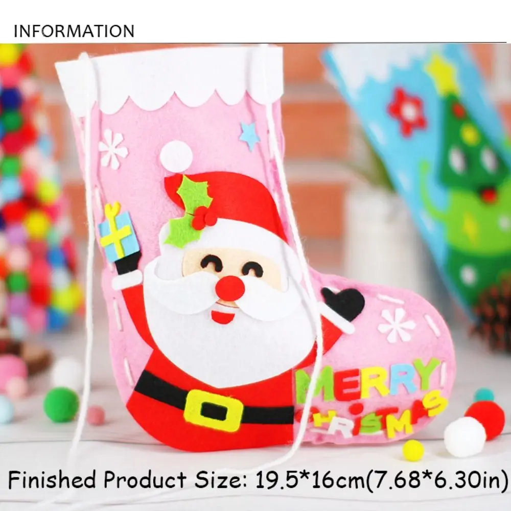 Non-woven Fabric DIY Christmas Stocking House Decoracion Snowman Hangable Christmas Sock Santa Claus Father Christmas