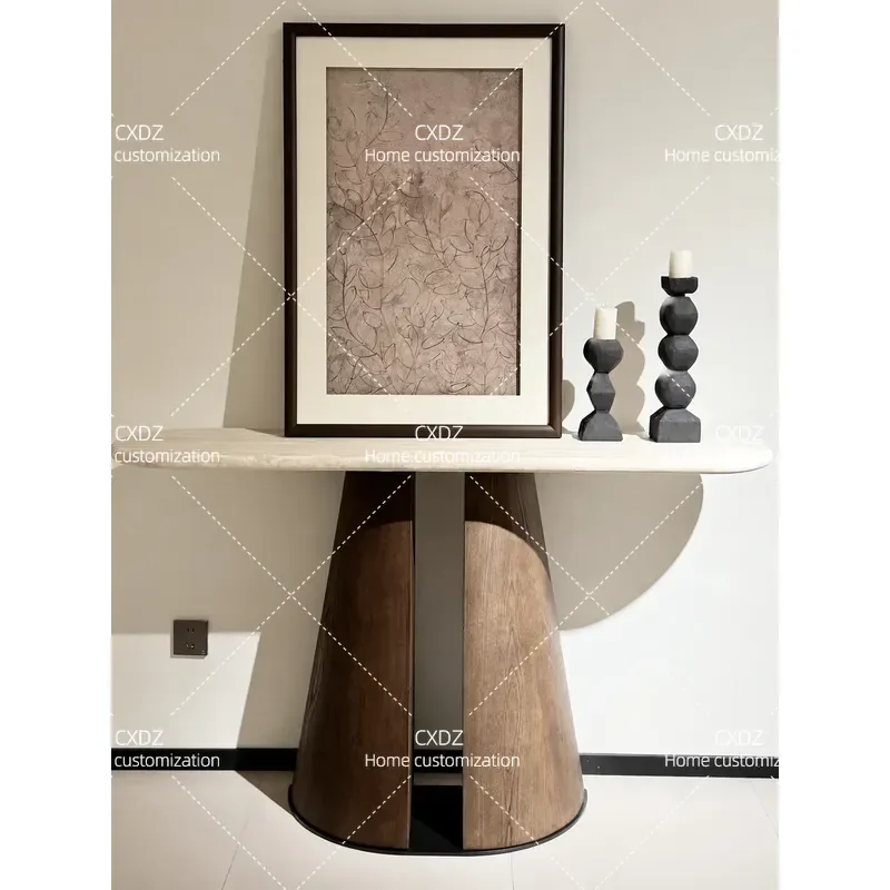 Quiet wind solid wood entrance entrance display table natural travertine corridor aisle table designer recommended home