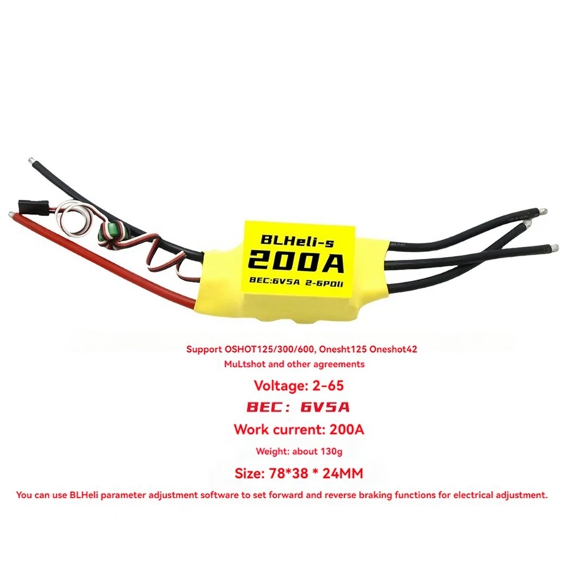 Blheli Brushless ESC 200A 2-6S 6V 5A BEC per RC FPV multirotore ad ala fissa Drone parti fai da te