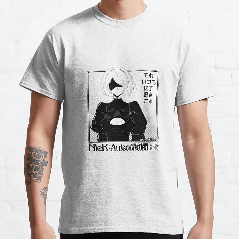 Nier Automata Gioco del Yorh No. 2 T-shirt anime tipo B T-shirt grafiche sexy Waifu 2B manga 100% cotone di grandi dimensioni