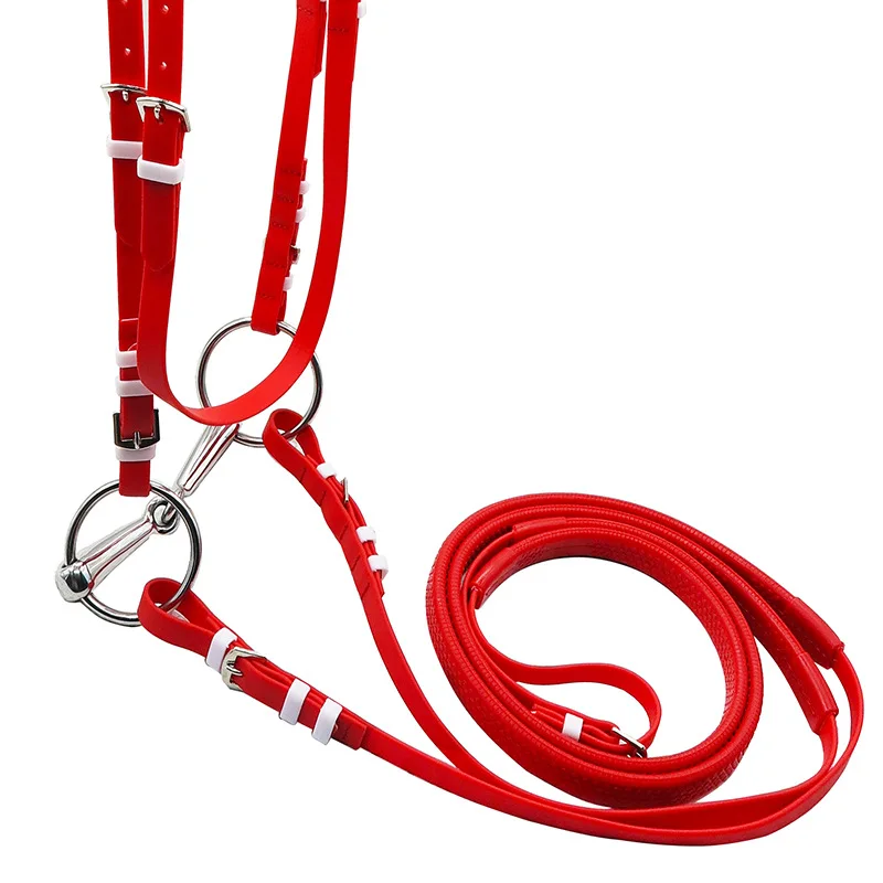 الحصان Bridle قابل للتعديل PVC تصميم الحصان Bridle رين تسخير الرأس Snaffle مع مجموعة تك Bridle طوق الثدي مقامض #6