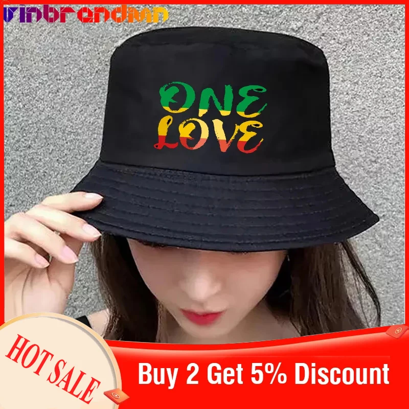 

RASTA ONE LOVE CITY Rastafari Lion King Unisex Bucket Hat Funny Jamaica Flag Design Panama Bucket Hat Fishing Hat Sun Visor Hat