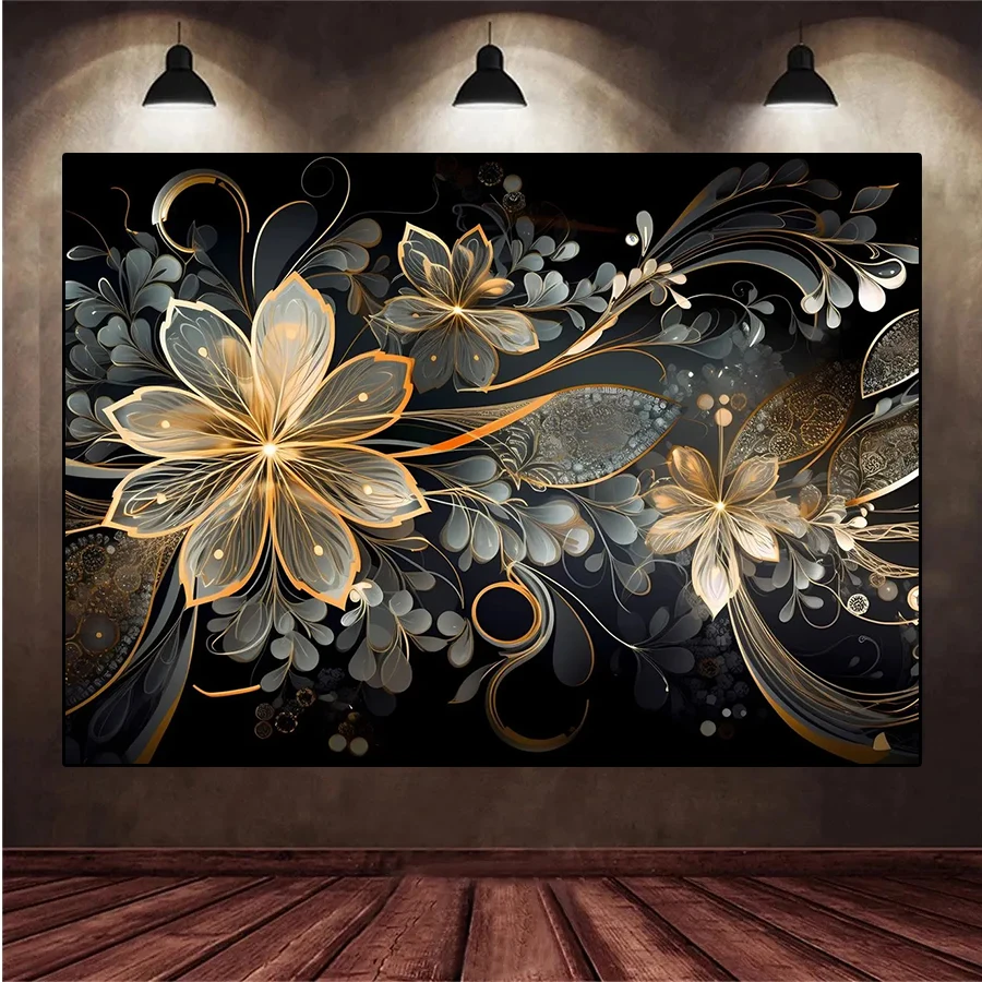 5D DIY Diamond Embroidery Picture Dream Art Black Gold Flower Diamond Painting Cross Stitch Mosaic New Arrival Wall Art