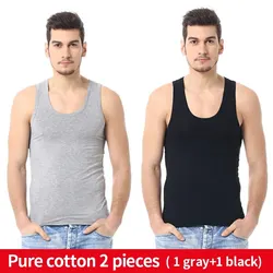 2-piece MEN'S Four Seasons Slim Vest Leisure Fitness Young Men Joker Sleeveless T Middle-aged Men Comfortable Bottoming.