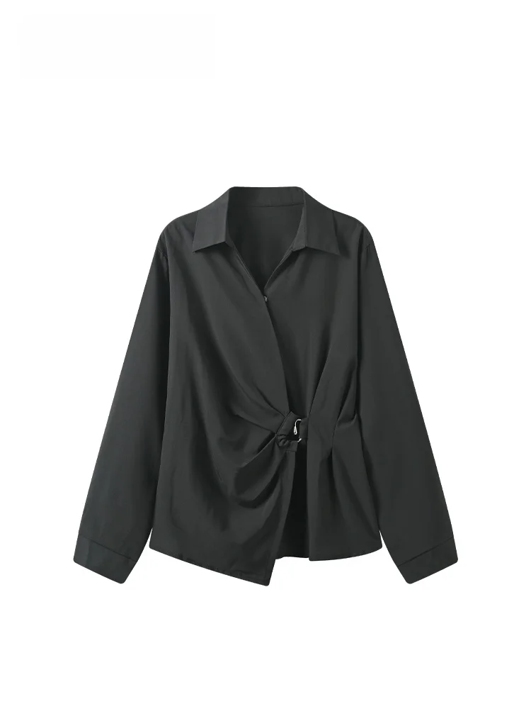 

Cara CLUB plus Size Ne Long Sve Waist-Cinching irt Women's Early Spring New Loose Faion Top for plus Size Sister