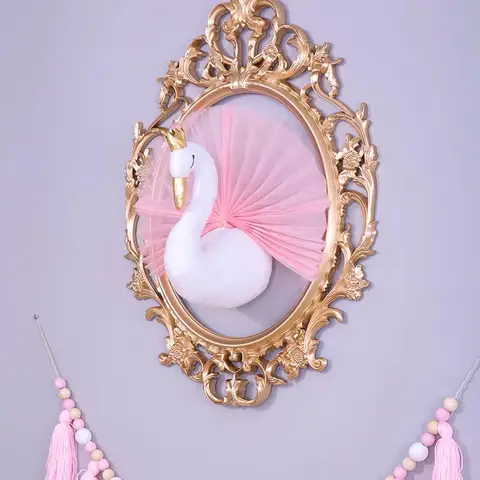 New 3D Handmade Pendant Crown Swan Children Christmas Animal Head Wall Decor for Kids Room Birthday Gift Children's Room Decor