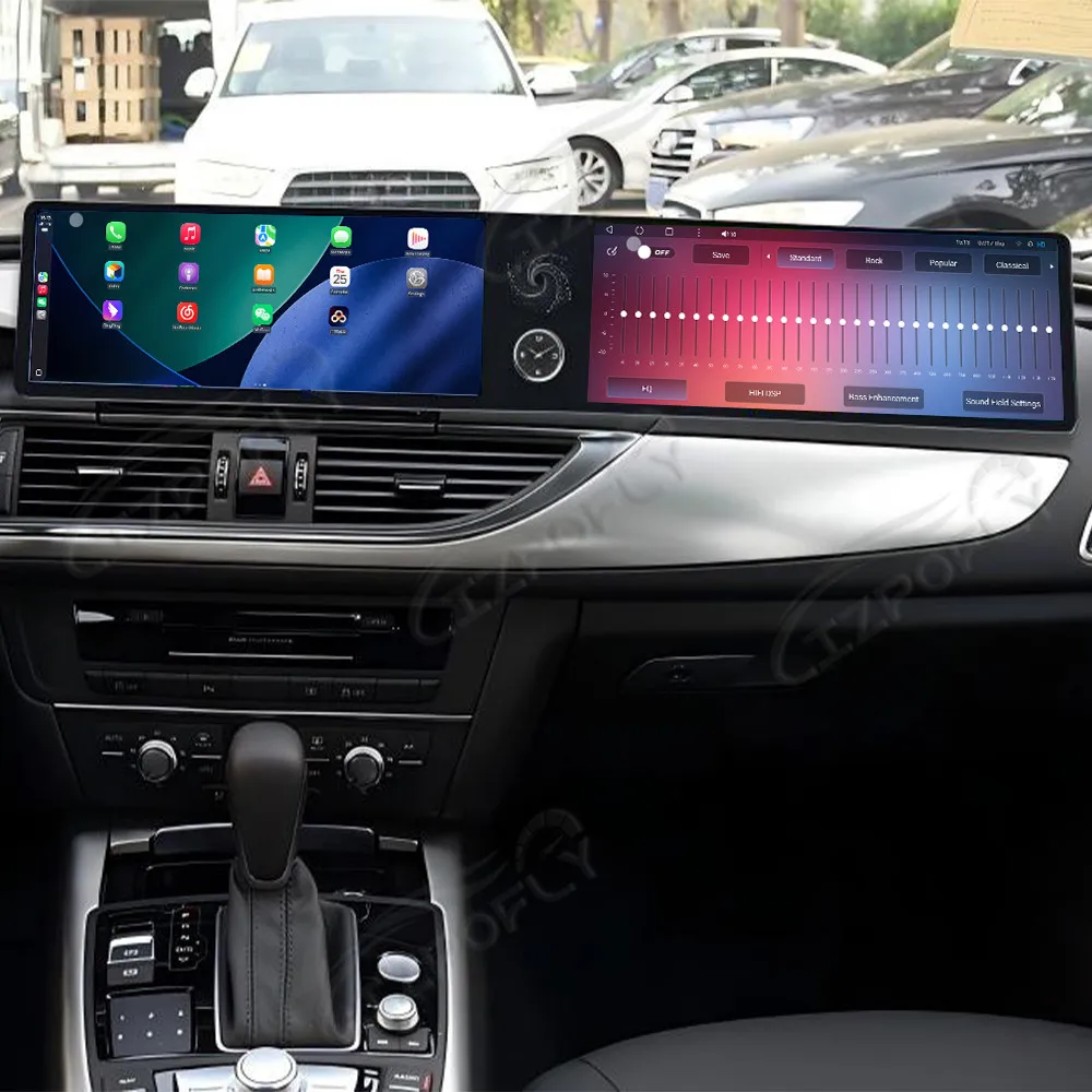 

12,3-дюймовый автомобильный радиоприемник с двойным экраном Android для Audi A6/A6L 2013-2018 CarPlay мультимедийный видеоплеер GPS-навигация головное устройство WIFI