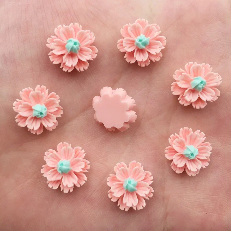 New 60pcs Resin 12mm Colorful 3D Flower Flatback Stone Scrapbook Wedding DIY Ornaments Applique Crafts G42