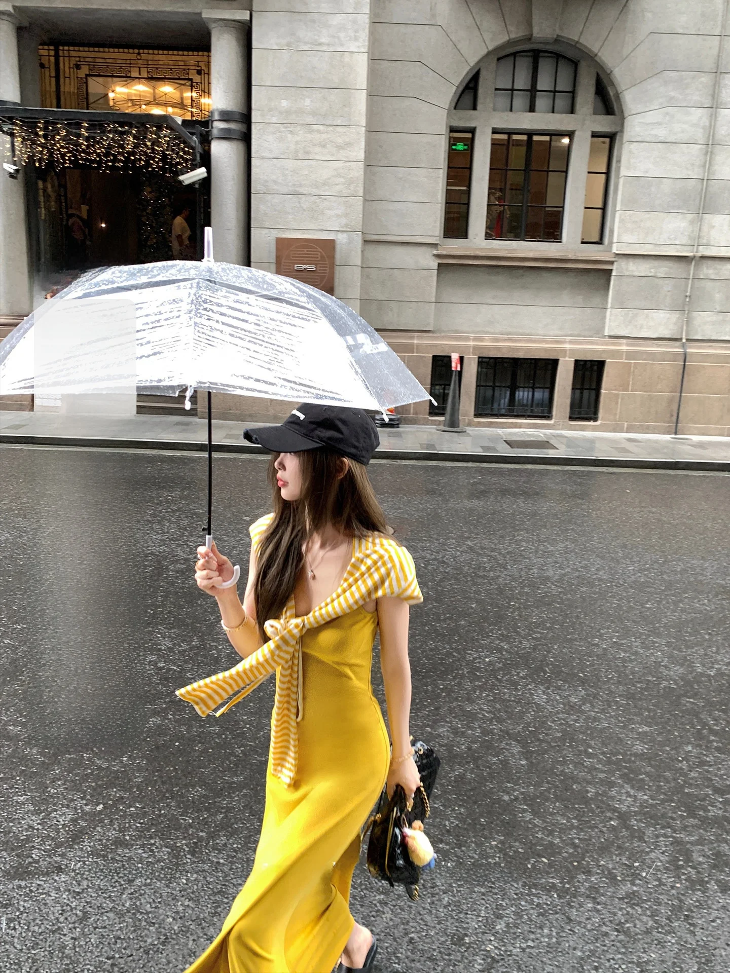 

LIONE Vitality Slim Fit Striped Long Sleeve Wrap Dress And Outerwear Two Piece Set Women's Casual Style Breathable Cotton Dress