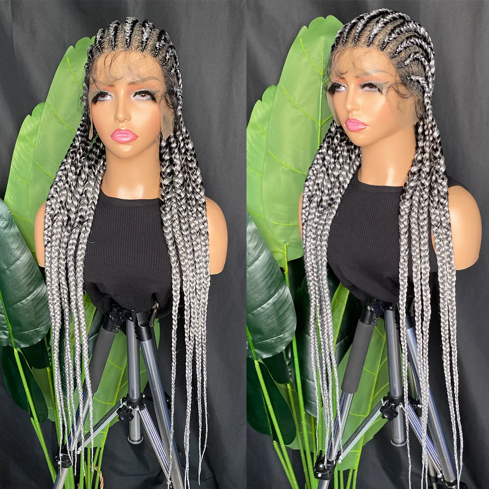 

Полностью кружевной синтетический кукурузный Плетеный парик для черных женщин твист косички парик с детскими волосами 36 дюймов кружевной передний без узлов