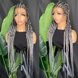 Full Lace Synthetic Cornrow Braided Wig for Black Women Twist Braids Wig with Baby Hair 36 Inch Lace Front Knotless Braiding Wig