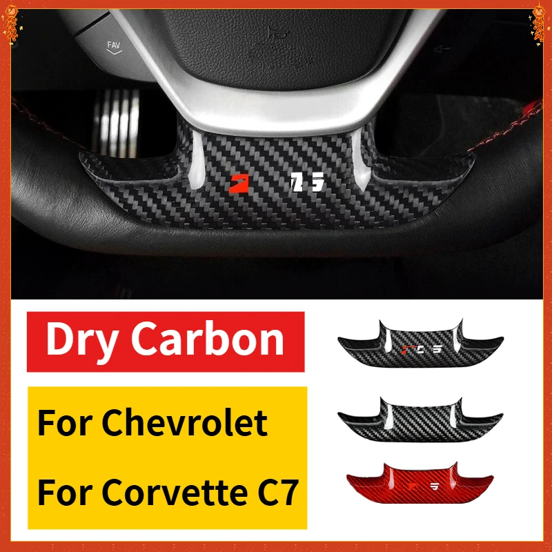 

For Chevrolet Corvette C7 Real Dry Carbon Fiber 2014-2019 Styling Steering Wheel Label Sticker Interior Accessories Modification