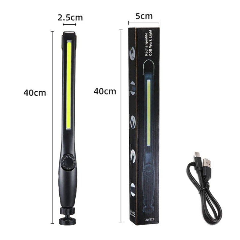 Protable COB LED Work Light USB Rechargeable Flashlight with Magnetic Base Inspection Light for Outdoor Car Repair Emergency